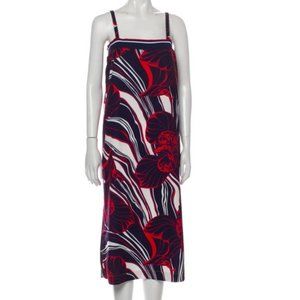 Warm Brand Red Navy Blue White Sleeveless Midi Shift Dress
